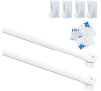 Barra de cortina de plástico ajustable, barra de cortina elástica para ventana, barras de gabinete, barra de tensión, barra de cortina adhesiva, ganchos, 2 piezas, 90-150CM