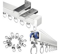 Barra de cortina de techo de 50 cm a 600 cm, sistema de riel de cortina de aluminio de 1 capa con clips de metal, ideal para divisor de habitación, ajustable, longitud de 290 cm, elegante y