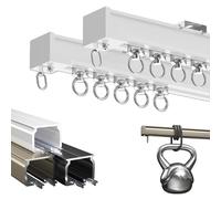 Barra de cortina de techo de doble pista, deslizamiento silencioso, aluminio resistente, perfecta para ventanas y paredes, mejora la decoración del hogar