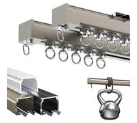Barra de cortina de techo de doble pista, deslizamiento silencioso, aluminio resistente, perfecta para ventanas y paredes, mejora la decoración del hogar