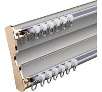 Barra de cortina de techo de doble riel de 1,5 m, aluminio gris claro para cortinas divisoras de habitación, diseño ajustable y deslizante suave que ahorra espacio
