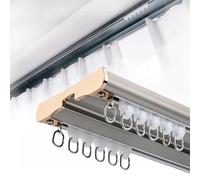 Barra de cortina de techo doble de 1 6 m, ajustable, silenciosa y resistente, fácil de instalar, rieles de cortina para uso en interiores (gris, 1,8 m)