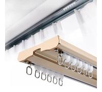 Barra de cortina de techo doble de 1 6 m, silenciosa, de aluminio, fácil de instalar, accesorios para cortinas interiores (dorado, 3,8 m) para decoración del hogar