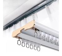 Barra de cortina de techo doble de 1 6 m, silenciosa, de aluminio, fácil de instalar, para uso en interiores, sistema de cortina blanca (3,6 m de longitud)