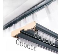 Barra de cortina de techo doble de 1 6 m, silenciosa, de aluminio, fácil de instalar, perfecta para decoración del hogar (azul 2 m)