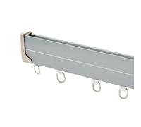 Barra de cortina de techo flexible curvada de aluminio para sala de estar, dormitorio, baño (lado gris, 13 pies y 13 pies), fácil instalación, solución de ahorro de espacio