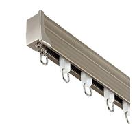 Barra de cortina de techo flexible de aluminio curvada para divisor de habitación de 4,80 m, ideal para sala de estar, dormitorio, baño, acabado dorado