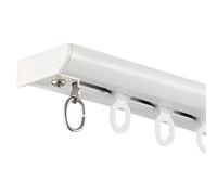 Barra de cortina de techo silenciosa ultrafina, barra opaca de 6.5 pies, riel divisor ajustable para decoración del hogar, solución de privacidad, elegante barra de cortina blanca (200 cm, 2 x 100 cm)