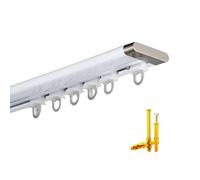 Barra de cortina de techo ultrafina, divisor de habitación de 320 cm con rodillos lisos, sistema de riel de división de privacidad para dormitorio, blanco, 250 cm