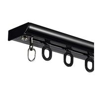 Barra de cortina de techo ultrafina, silenciosa, negra, para divisor de habitación, 130 cm, perfecta para cortinas opacas, fácil instalación, decoración moderna del hogar