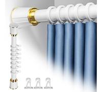 Barra de cortina de tensión ajustable, 1 pieza, for armario, baño y cocina, de acero inoxidable, instalación sin taladros.(Cream,70-120cm)