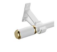 Barra de cortina decorativa ajustable de 1 a 6 m con extremos cilíndricos y soporte, ideal para dormitorio, sala de estar y separadores de habitaciones, elegante acabado blanco