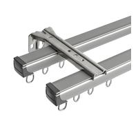 Barra de cortina doble de aluminio para techo o pared, barra deslizante de 3,6 m para sala de estar, hotel, hospital, aula (pared gris, 3 x 1,2 m)