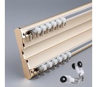 Barra de cortina doble de lujo pesada nano silencio longitud personalizada para montaje en techo o pared para sala de estar y dormitorio, fácil instalación (dorado, 3,7 m, 3,6 m)