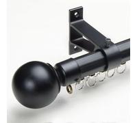 Barra de cortina doble deslizante silenciosa con soporte, sistema transversal montado en la pared para cortinas individuales/dobles, 1,6 m, diseño circular negro