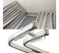 Barra de cortina doble flexible y curvada ajustable para ventanas de bahía, montaje en pared o techo, color blanco, 823 cm, perfecta para cortinas y cortinas.