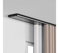Barra de cortina doble resistente para montaje en techo, aleación de aluminio silenciosa, 1,9 m, color negro, ideal para separadores de sala de estar y dormitorio, elegante solución separadora