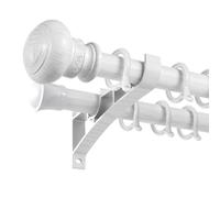 Barra De Cortina Doble, Riel De Cortina con Ojales, Curtain Rod De Tul Opaco, Adecuada para Sala De Estar, Dormitorio, Barra De Cortina De Grano De Madera(Blanca,180cm/5.9ft(2 * 90cm))