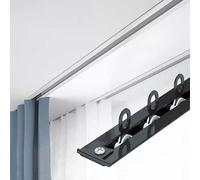 Barra de cortina empotrada invisible Riel de cortina oculto blanco/negro Rieles techo Separadores ambientes para miradores Oficina Apartamento(Black,1.1m(3.6ft))