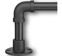 Barra de Cortina Estilo Industrial, 81-216 cm Barra para Cortinas Extensible con Cabeza de Brida en Acero Inoxidable, Barra de Cortina Decorativo para Ventana de Cocina/Negro Mate