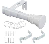 Barra de Cortina Extensible con Pieza Final Plana, 81-204 cm, Juego de Barra de Cortina Estable Barra de Cortina Blanca