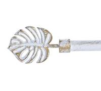 Barra de Cortina Extensible de Metal Blanca Minimalista para Dormitorio Vintage de 120-210 cm (Hoja)
