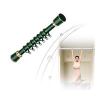 Barra de cortina extensible sin taladrar, barra telescópica para cortinas y ducha, ajustable de 40 a 500 cm, color verde, incluye 30 anillos, barra versátil para ropa para uso doméstico