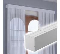 Barra de cortina extralarga de 2,5 m, para montaje en pared, para sala de estar, sistema de deflector de una sola vía, perfecto para cenefas y cortinas pesadas