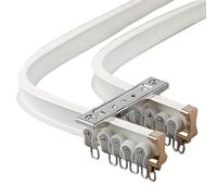 Barra de cortina flexible doble curvada, barra de aluminio ajustable para montaje en techo/pared, perfecta para ventanas y separadores de habitación, 240 cm, color blanco, fácil instalación y diseño