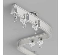 Barra de cortina flexible, soporte curvado de aluminio para pared/techo, divisor de habitación de 19.7 pies para cenador, ducha, dormitorio, color blanco, solución versátil de decoración del hogar