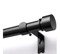 Barra de cortina negra, 1 pulgada, barra de cortina gruesa de 17 a 128 o 131 pulgadas máximo, 11 pies, para ventanas de 15 a 127 pulgadas