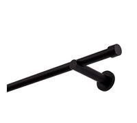 Barra de cortina negra 480 cm 1 pata 19 mm tapa de metal para montaje en pared