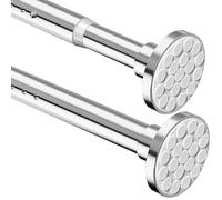 Barra de cortina para instalar sin taladrar, extensible, telescópica, para ropa, para extralarga, para ducha, baño, dormitorio, plateada (300-355 cm, diámetro de 32 mm)
