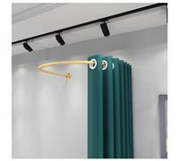 Barra De Cortina para Probador De Ropa, Barra De Cortina Opaca, Barra De Metal En Forma De U, Barra De Metal Montada En La Pared para Divisor De Ambientes, Tienda Minorista, Oficina (Color: Dorado,