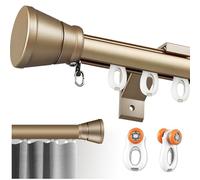 Barra de cortina resistente de una sola vía montada en la pared con remates decorativos, juego de rieles romanos silenciosos para sala de estar y dormitorio, fácil instalación (2,7 m)