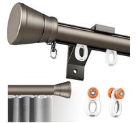 Barra de cortina resistente de una sola vía montada en la pared, juego de rieles romanos silenciosos con remates decorativos para una fácil instalación, ideal para sala de estar y dormitorio (champán