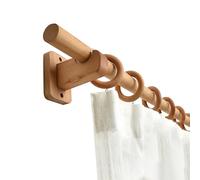 Barra de cortina resistente montada en la pared, 1 pulgada de diámetro de madera maciza con soporte, 160 cm, ideal para decoración del hogar y tratamiento de ventanas