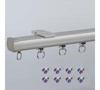 Barra de cortina resistente para montaje en pared con rodillos silenciosos, barra divisora de habitación de aleación de aluminio para ventanas y balcones, 5 x 110 cm, ideal para dormitorios, salas de