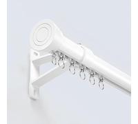 Barra de cortina romana silenciosa de 70 cm, barra decorativa con cabeza redonda para cortinas de ventana y separadores de habitaciones, color blanco (200 cm en total 2 x 100 cm)