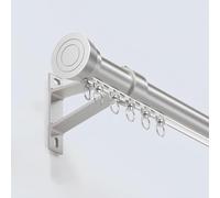 Barra de cortina romana silenciosa de 70 cm, riel de montaje en pared para ventana y divisor de habitaciones, cabeza redonda decorativa con lazo para colgar (gris, 100 cm)