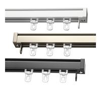 Barra de cortina silenciosa de aluminio, 50 x 600 cm, barras ajustables para colgar en la pared interior y exterior, con poleas y ganchos, perfecto para un funcionamiento suave de la cortina