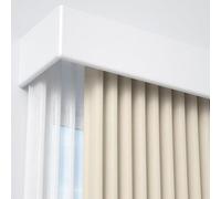 Barra de cortina silenciosa de doble riel de 230 cm, diseño integrado con instalación lateral, sistema de polea deslizante empalmable, acabado blanco para un funcionamiento suave, ideal para