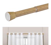 Barra de cortina sin taladrar telescópica, metálica y extensible de 28 mm de diámetro, Instalación a presión, resistente, Ideal para cortinas, armarios y baños STORESDECO Color Madera 70-120 cm