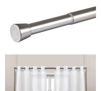 Barra de cortina sin taladrar telescópica, metálica y extensible de 28 mm de diámetro, Instalación a presión, resistente, Ideal para cortinas, armarios y baños STORESDECO Color Plata 140-250 cm