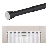 Barra de cortina sin taladrar telescópica, metálica y extensible de 28 mm de diámetro, Instalación a presión, resistente, Ideal para cortinas, armarios y baños STORESDECO Color Negro 120-210 cm