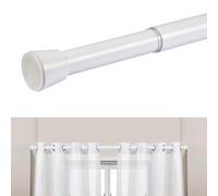 Barra de cortina sin taladrar telescópica, metálica y extensible de 28 mm de diámetro, Instalación a presión, resistente, Ideal para cortinas, armarios y baños STORESDECO Color Blanco 70-120 cm