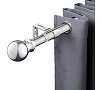 Barra de cortina telescópica, barra de cortina ajustable de 86,4 a 213,4 cm y 1 cm con soporte, barra de cortina individual adecuada para cocina, dormitorio, ventana, oficina (34 a 84 pulgadas, plata)