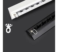 Barra de cortina ultrafina, riel de cortina de aluminio montado en el techo con ruedas de doble eje, deslizamiento silencioso para cortinas y separadores de habitaciones, negro, 160 cm
