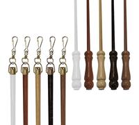 Barra de Cortinas de Madera de 125 cm, Lacado. Abre Cortinas adecuado para Cortinas de Panel compatible con todas las cortinas de manejo manual. (CEREZO)