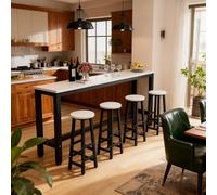 Barra de desayuno de cocina, mesa de bar, mesa de barra de desayuno, escritorio de café con marco de metal, puede soportar 150 kg de almohadillas ajustables para el hogar, cocina, desayuno, pub